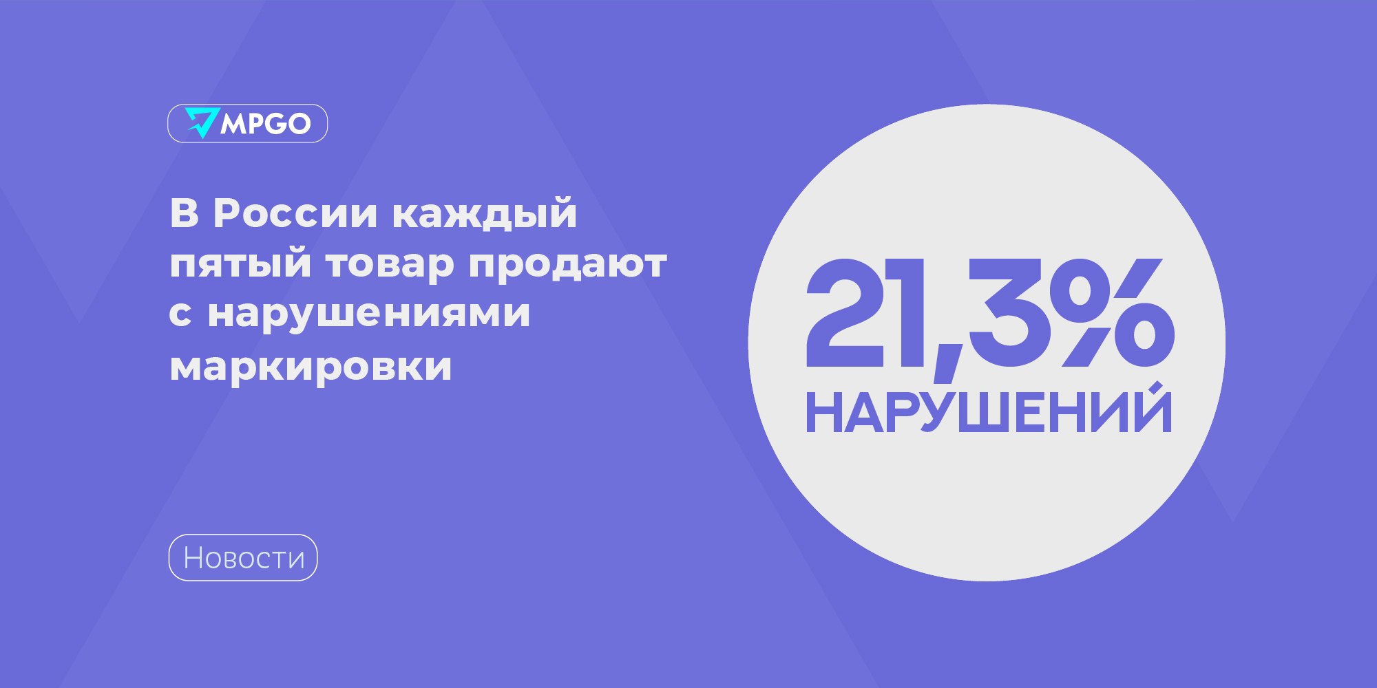 Роспотребназдор сообщил о результатах проверок маркировки в 2024 году  По сообщению ведомства, у каждого пятого товара были выявлены нарушения.    Результаты контроля соблюдения требований к обязательной маркировке в 2024 году в цифрах: • проверено около 1,2 млн единиц продукции; • 21,3% товаров находились в продаже с нарушениями требований; • 89,2% составила результативность проверок, при этом 90 проверок из 100 заканчивались выявлением нарушений.  Индустрия