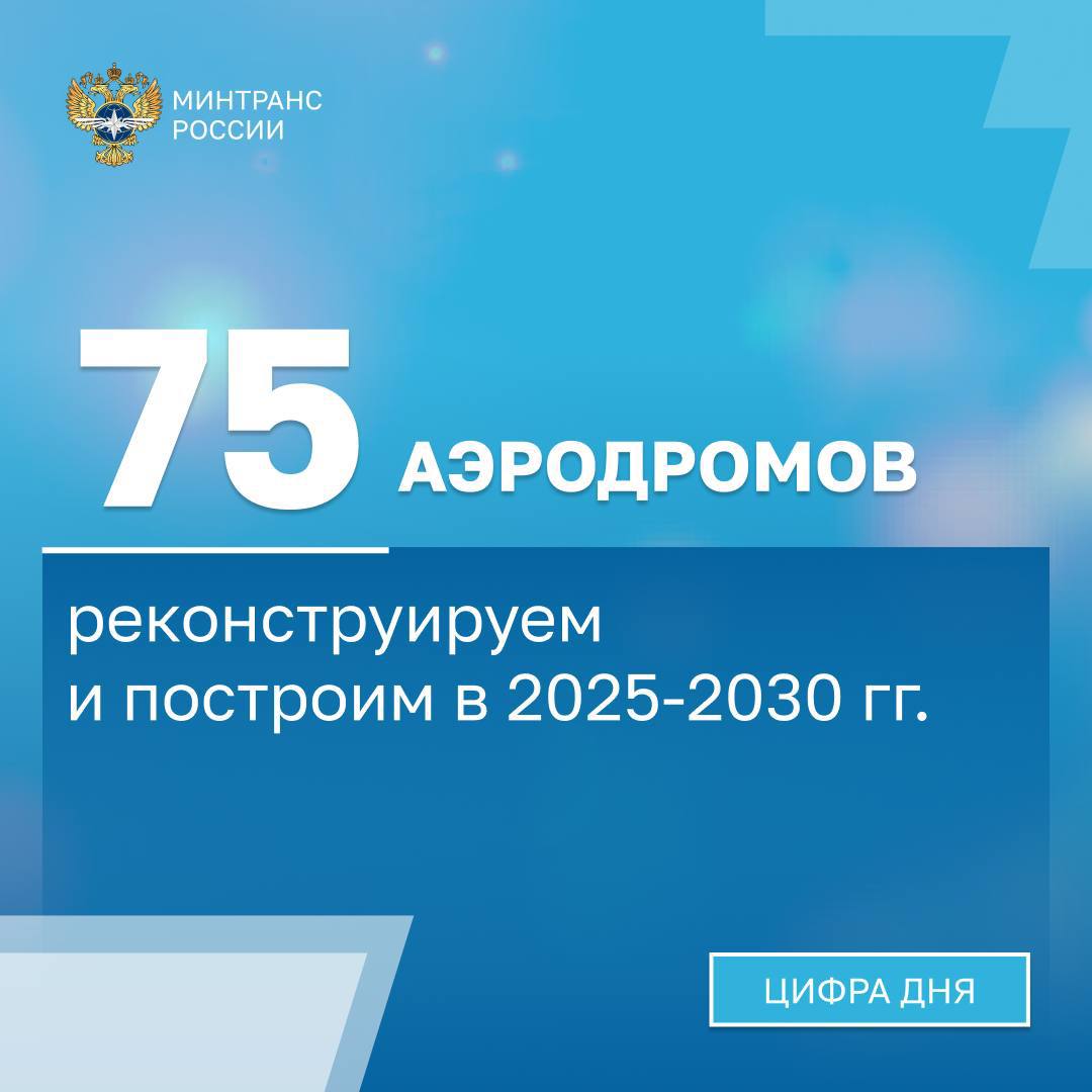 Увеличение авиационной подвижности — цель федпроекта «Развитие опорной сети аэродромов». Она недостижима без развития инфраструктуры аэропортов.   В ближайшую пятилетку реконструируем и построим не менее 75 аэродромов. Новые аэропорты будут построены в Омске, Шикотане, Иркутске, Новороссии.  Привлекаем не только средства федерального бюджета, но и частные инвестиции. Цена на билеты останется доступной благодаря трем программам субсидирования. Только в 2024 году суммарный объем финансирования составил почти 25 млрд рублей.  В этом году успеем открыть новые аэровокзалы в аэропортах Ставрополь, Байкал, Магадан. Путешествуйте по России!