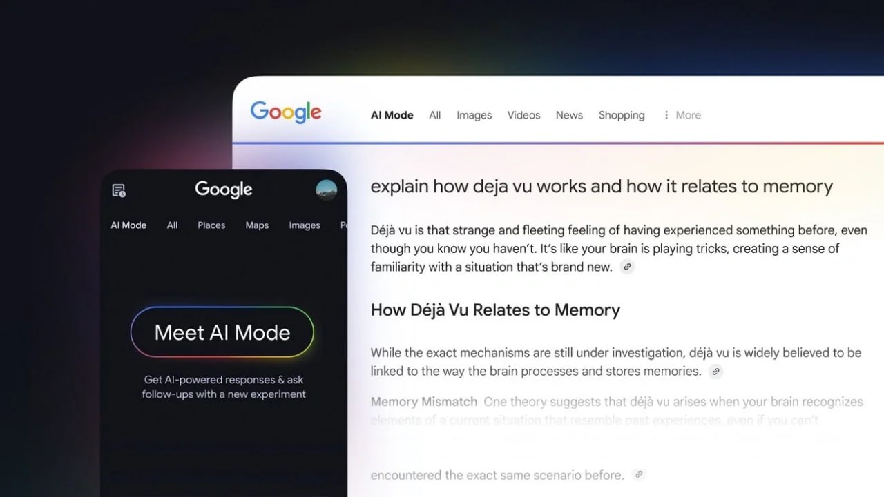 Google представила нейропоисковик: ИИ-поиск для всех браузеров, но пока только для США На Google I/O 2025 компания анонсировала новый поиск с искусственным интеллектом — теперь в браузере появилась вкладка AI Mode. Этот режим позволяет задавать любые вопросы: длинные, с картинками или голосом, а также уточнять детали для получения глубоких, аналитических ответов. Главные особенности нейропоисковика: Доступен только на английском языке и для жителей США через Search Labs ; Поддерживает запросы любой длины и формата текст, картинка, голос ; Предоставляет ответы с ссылками на первоисточники для проверки информации; Сохраняет историю поиска — можно продолжить беседу с ИИ в любой момент; Пока находится на стадии тестирования и может выдавать неточные ответы.