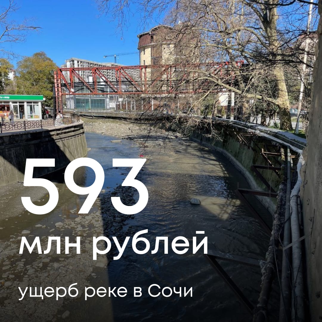 Специалисты Службы зафиксировали длительный сброс неочищенных сточных вод в реку Псахе в Сочи. С 16 февраля по 5 апреля 2024 года загрязнение происходило из систем водоотведения МУП г. Сочи «Водоканал».    По итогам проверки мы установили, что в водный объект попадали вредные вещества, наносящие серьезный экологический ущерб. Размер вреда превысил 593 миллиона рублей.  Требование о добровольной компенсации предприятие проигнорировало. В связи с этим мы направили иск в арбитражный суд и будем добиваться возмещения ущерба, нанесенного окружающей среде.