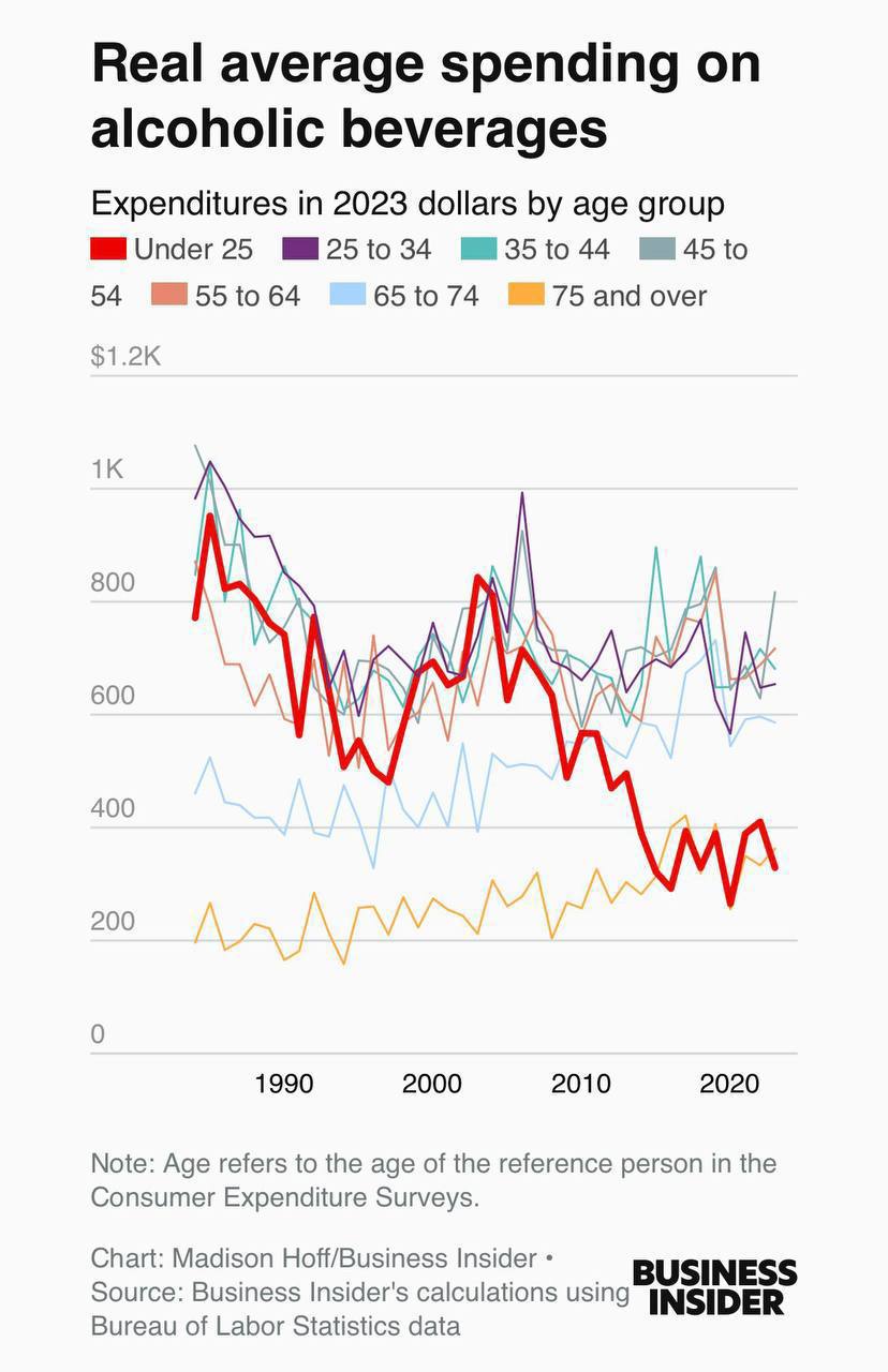 Молодое поколение, известное как зумеры, значительно экономит на алкоголе, употребляя его меньше, чем 75-летние бумеры.    Этот тренд может привести к потрясениям в алкогольной индустрии.  Бизнес точка