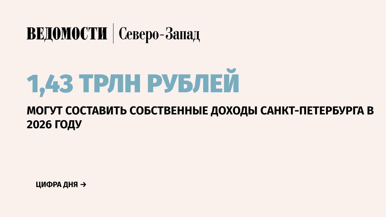 Собственные доходы бюджета Санкт-Петербурга в 2026 г., по предварительной оценке, составят 1,431 трлн руб. По сравнению с текущим годом в 2026 г. доходы городского бюджета вырастут на 5,8%, сообщила пресс-служба комитета финансов Петербурга.  Расходы в 2026 г. прогнозируются в объеме 1,436 трлн руб. с учетом Адресной инвестиционной программы  АИП .  Наибольший объем денежных средств власти намерены направить на развитие образования  19,9% , транспортной системы  14,2%  и здравоохранения  13% . При этом на реализацию АИП предусмотрено 262,7 млрд руб.    Предварительно, в 2027 г. доходы города составят 1,538 трлн руб., расходы – 1,51 трлн руб. В 2028 г. собственные доходы казны Петербурга достигнут 1,679 трлн руб., а расходы – 1,47 трлн руб.    Подпишитесь на «Ведомости Северо-Запад»