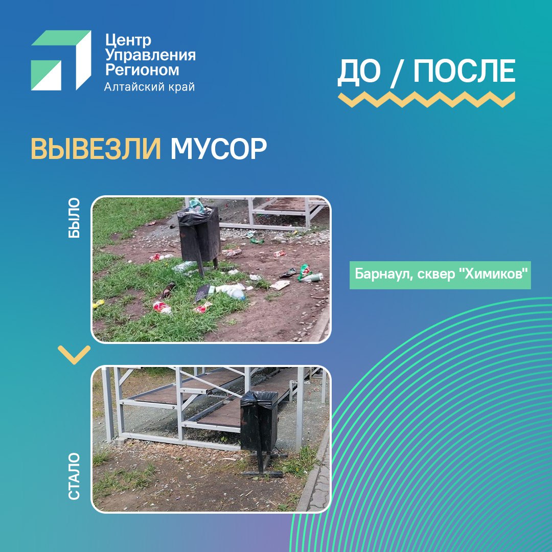 Специалисты ЦУР зарегистрировали обращение: Житель Барнаула сообщил о непорядке в сквере "Химиков": переполненные урны, незакрепленные лавочки, опасный люк. Информацию адресовали администрации Октябрьского района. Результат — в сквере навели порядок: Мусор убрали. Комитет по благоустройству Барнаула дал поручение учреждению "Благоустройство и озеленение" закрепить лавочки. Работники Барнаульского водоканала заменили колодец и подсыпали землей. Чтобы сообщить о проблеме или задать вопрос: напишите комментарий в открытых сообществах в соцсетях, в госпабликах региона или оставьте сообщение на платформе «Госуслуги. Решаем вместе».