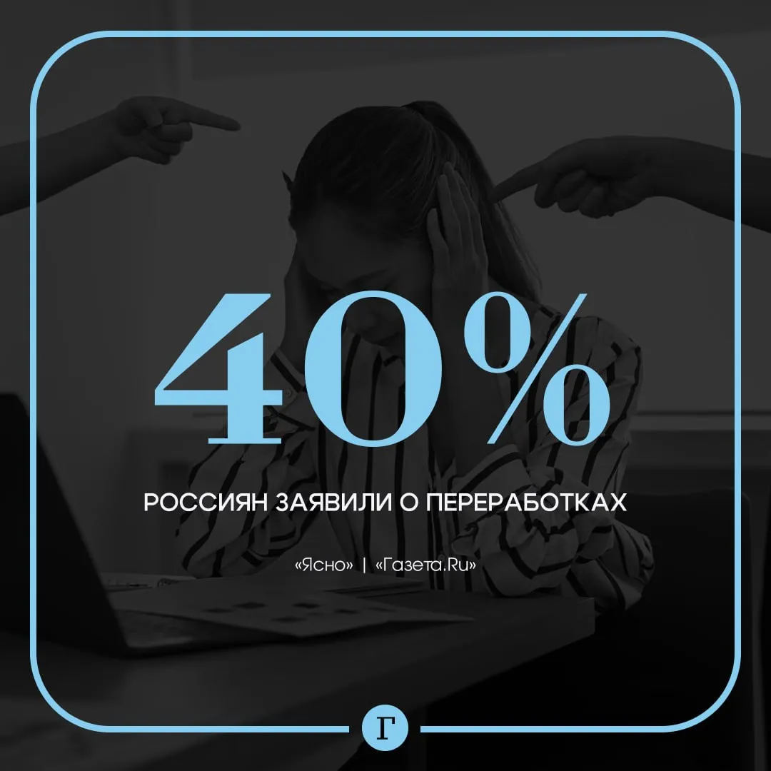 Более 40 опрошенных россиян работают более 40 часов в неделю Об этом свидетельствуют результаты опроса с участием 1 5 тыс человек проведенного онлайн сервисом психотерапии Ясно есть у Газеты Ru Более 40 заявили о переработках а 14 опрошенных сталкиваются с повышенной нагрузкой каждый день Среди причин переработок респонденты назвали стремление заработать денег требования компании и желание сохранить работу Среди наиболее распространенных проявлений трудоголизма   постоянная усталость   тревога во время отдыха или бездействия   постоянный контроль рабочих задач даже в свободное время   чувство вины во время отдыха   отсутствие интересов помимо работы Как относитесь к переработкам Не имею к ним никакого отношения и не собираюсь За деньги да Перерабатываю но не по своей воле