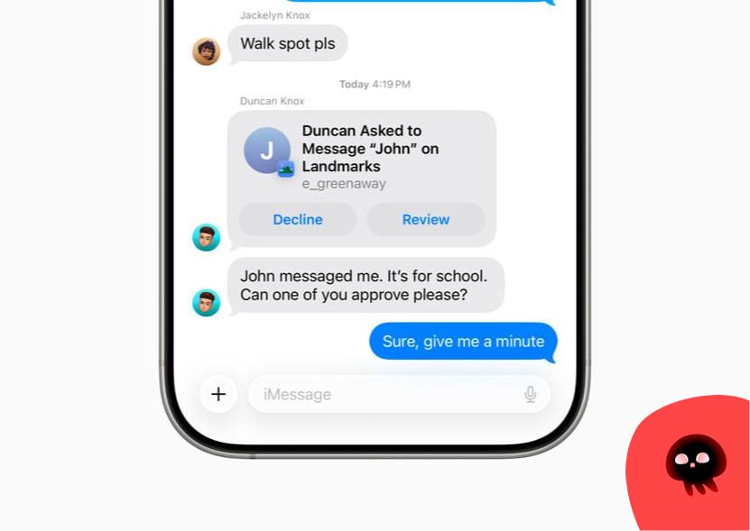Apple продолжают добавлять в свои устройства фишки для контроля за детьми. С обновлением iOS 26 устройство будет следить за ребенком и автоматически сообщать родителям, когда их дитя попытается написать на незнакомый номер. Более того, это будет не просто уведомление, а полноценный запрос на переписку, который взрослые должны будут подтвердить или отклонить. Помимо этого будет возможность настроить фильтр по возрасту или разрешить ребенку писать только контактам из определенной группы, например, одноклассникам.