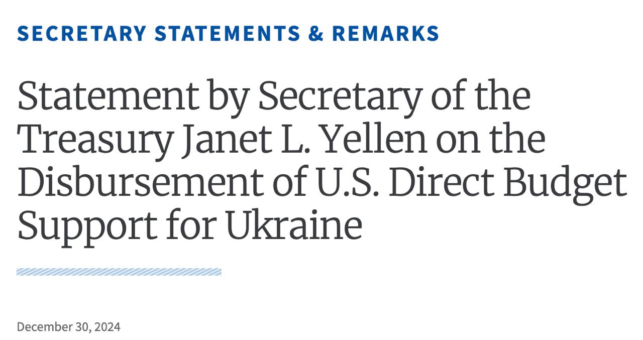 Помимо военной помощи США предоставили Украине 3,4 млрд долл. бюджетной поддержки, сообщает американский Минфин.  Это последние деньги, одобренные Конгрессом.  Напомним, Байден сегодня также объявил о выделении 2,5 млрд долл. военной помощи - как быстрых, так и долгосрочных поставках.  Сайт "Страна"   X/Twitter   Прислать новость/фото/видео   Реклама на канале   Помощь