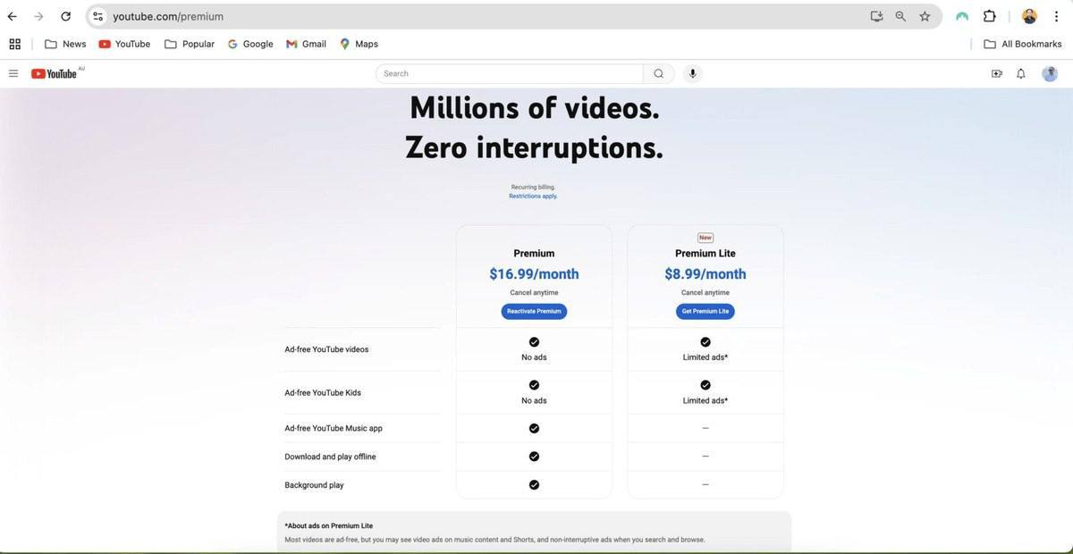В 2023 году YouTube свернул тесты бюджетной подписки Premium Lite. Теперь тестирует её снова, но уже в других странах.  Раньше она отключала рекламу в видео. Теперь реклама есть.  Теперь будет Super Premium?