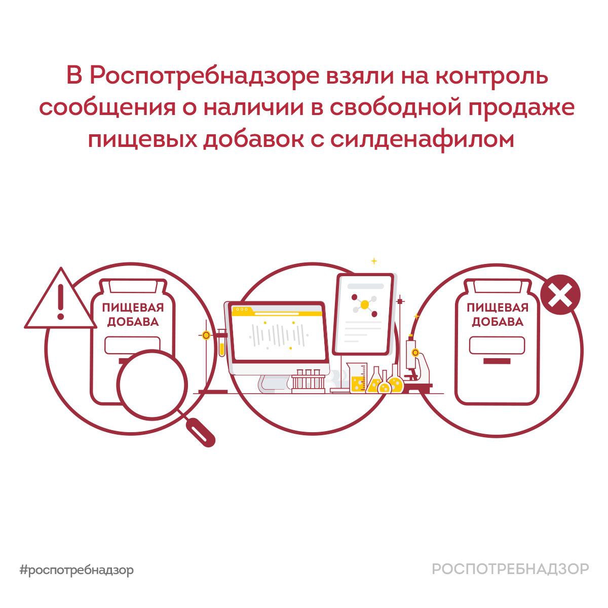 В Роспотребнадзоре взяли на контроль сообщения о наличии в свободной продаже пищевых добавок с силденафилом     Роспотребнадзор сообщает, что данная продукция в качестве БАД в РФ не зарегистрирована.   Роспотребнадзором совместно с представителями отрасли проработан вопрос и выработан механизм надлежащей идентификации БАД и пищевых добавок, для: — предотвращения декларирования БАД под видом пищевых добавок; — уклонения от исполнения требований технических регламентов и надлежащей оценки соответствия  государственной регистрации .   В качестве одной из мер, Роспотребнадзором инициировано рассмотрение вопроса о внесении изменений в технический регламент Таможенного союза «О безопасности пищевой продукции»  ТР ТС 021/2011  в части введения:   оценки соответствия пищевых добавок;   технологических вспомогательных средств;   ароматизаторов;  комплексных пищевых добавок в форме государственной регистрации.     #новости_Роспотребнадзора