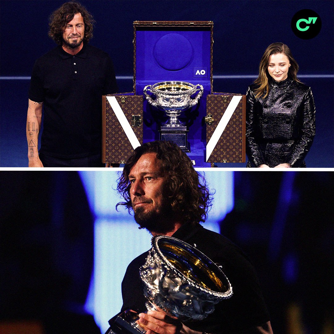 Марат Сафин и актриса Хлоя Грейс Мориц презентовали трофей Australian Open перед битвой Джоковича и Алькараса болею за Ноле сегодня за Карлоса Подписывайтесь на лучший канал про теннис