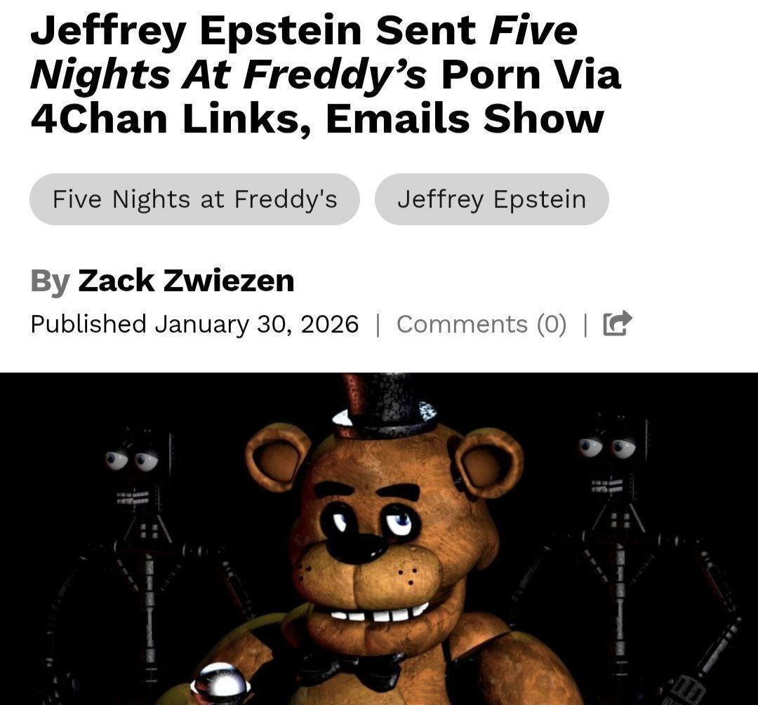 Джеффри Эпштейн любитель эротики по Five Nights at Freddy s Информацию нашли в архивах файлов Минюста США В переписке обнаружено что он отправлял знакомым порно ролики с персонажами FNAF которые находил на 4chan называв это amazing animation Факт уже подтвердили журналисты На десерт в 2013 году Эпштейна заблокировали в Xbox Live за угрозы и регулярный харассмент в сторону других игроков Вот и думайте теперь techmedia