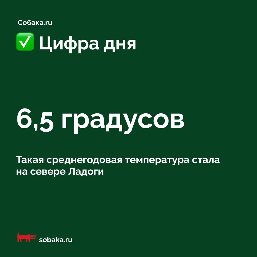 Ученые Санкт-Петербургского Федерального исследовательского центра РАН зафиксировали рекордное потепление Ладожского озера Среднегодовая температура на севере Ладоги с 2013 года выросла на 2 градуса — до 4,5 градусов, к 2020 году она достигла рекордных 6,5 градусов. За 30 лет участились теплые зимы, сократился ледовый покров. Специалисты говорят, что за десять лет в глубоководной части Ладоги, крупнейшего пресного водоема Европы, появились открытые ото льда участки. В 2020 году лед покрывал лишь 20% акватории. Михаил Науменко из Института озероведения РАН отмечает, что ранний сход льда меняет экосистему озера, что виляет и на судоходство, и на рыболовство и водоснабжение.