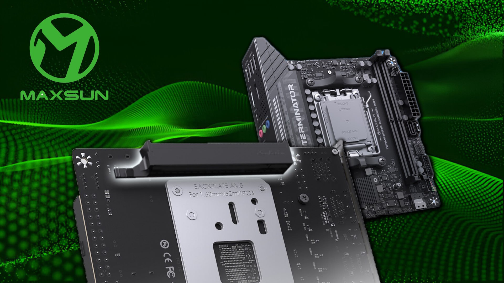 MAXSUN представила мини терминатора с обратным PCIe 5 0 Плата MS Terminator B850 BKB WiFi интересна тем что она имеет слот PCIe 5 0 x16 на обратной стороне и размеры mini ITX что позволяет упростить сборку компактного ПК без использования райзера Во всем остальном это обычная плата на B850 с двумя слотами DDR5 до 96 ГБ Wi Fi модулем и двумя разъемами M 2 NVMe один спереди и один сзади Пока что MAXSUN только тизерит новинку и не раскрыла других спецификаций и стоимости Мой Компьютер