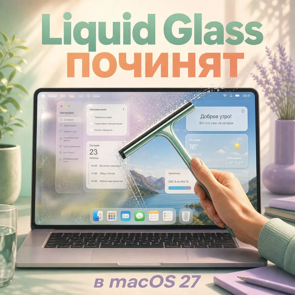 Apple допилит дизайн macOS В прошлом году Apple перевела macOS на новый визуальный стиль Liquid Glass и многим он не зашёл прозрачности слишком много контраст слабый читать неудобно По данным Марка Гурмана из Bloomberg в macOS 27 это будут чинить Подкрутят тени и прозрачность чтобы всё выглядело так как дизайнеры изначально и задумывали Правда если сама концепция стеклянного интерфейса вам не нравится в принципе вряд ли станет сильно лучше А вот тем кого бесили конкретные косяки с читаемостью должно полегчать Покажут всё на WWDC 8 июня AppleInsider в MAX Подписаться