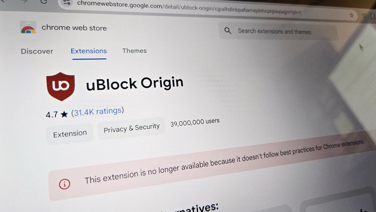 В Chrome постепенно отключают uBlock Origin  Компания Google продолжает постепенное отключение uBlock Origin и других расширений на базе Manifest V2 в браузере Chrome. Это делается для того, чтобы пользователи переходили на расширения на базе Manifest v3.