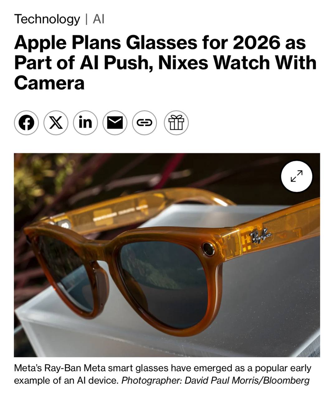 Apple работает над прямым конкурентом Ray-Ban Meta . Bloomberg пишет, что компания к 2026 году планирует выпустить свои более бюджетные очки с аналогичными функциями записи и ИИ-помощника. Кажется, Тим Кук понял, что люди не готовы платить за очки больше 500 долларов. Даже, если очень сильно захочется потрогать траву и посмотреть объемные фотографии. Мы попали в ту вселенную, где Apple начинает гнаться за конкурентами, а не наоборот экстремистская организация в РФ