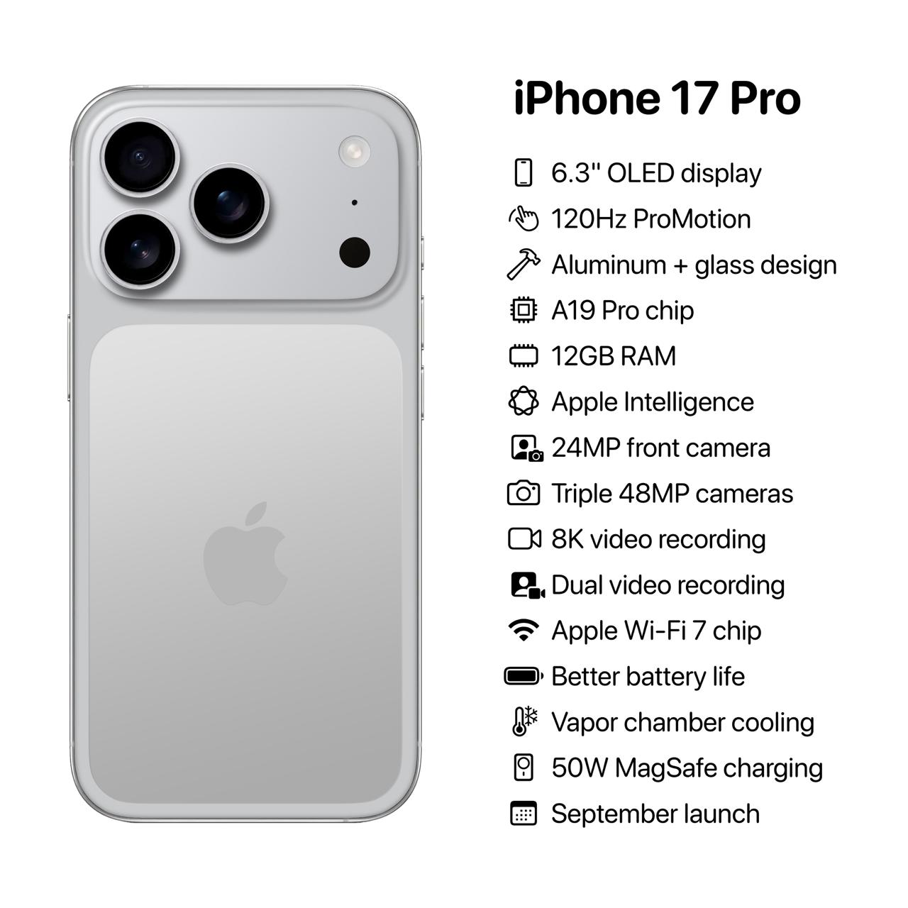 iPhone 17 Pro: главные утечки Новый iPhone 17 Pro будет снимать видео в 8K и записывать сразу с двух камер одновременно. Зарядка MagSafe прокачается до 50 Вт — вдвое мощнее, чем у предыдущих моделей. Ожидаем релиз в сентябре. Подписывайся Нейроновости