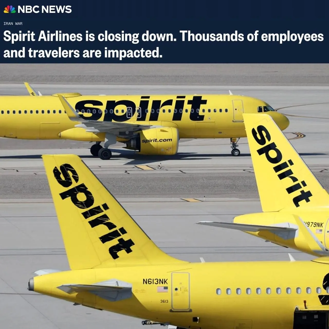 Крупная американская авиакомпания Spirit Airlines заявила о своём закрытии Все её рейсы отменены Причиной стал в том числе топливный кризис на фоне конфликта в Иране пишет NBC News Закрытие компании затронет тысячи её сотрудников и пассажиров отмечают журналисты Bloomberg ранее сообщал что по той же причине сократили количество рейсов 19 из 20 крупнейших в мире авиакомпаний