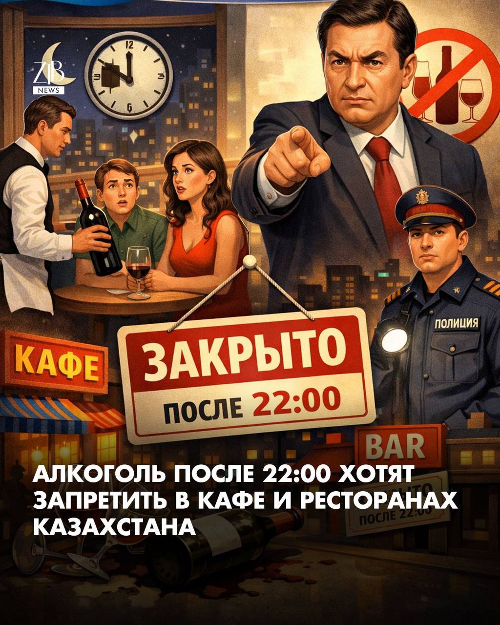 В Казахстане заговорили о комендантском часе для алкоголя Депутат мажилиса Магеррам Магеррамов заявил что спиртное остается одной из главных причин преступности и предложил ужесточить правила продажи По его словам половина убийств и треть изнасилований и хулиганств совершаются в состоянии опьянения В пьяной статистике также каждый четвертый грабеж и ДТП плюс больше половины случаев семейно бытового насилия Он добавил что в новостях все чаще мелькают истории где в алкогольном состоянии оказываются и подростки Депутат считает что торговых точек слишком много и вручную проконтролировать их просто невозможно Поэтому предлагает вернуть запрет на продажу алкоголя ближе чем в 100 метрах от детсадов и школ сократить количество мест где вообще можно купить спиртное и определить конкретные точки реализации Кроме того предлагают запретить продажу алкоголя в розничных магазинах после 20 00 а в кафе и ресторанах после 22 00 Также хотят полностью запретить онлайн продажу спиртного  Дорогие читатели если вы стали свидетелями каких то событий либо вам нужна информационная помощь то можете отправить информацию видео и фото сюда infoztb или   wa me 77779419900 ztb qaz