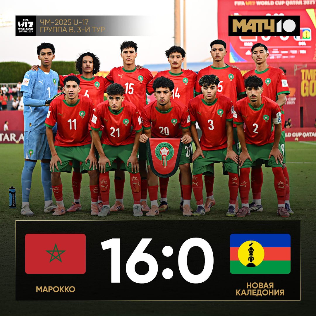 Столько закинули марокканцы сборной Новой Каледонии на ЧМ U17 И это при 80 ударах по воротам С Японией и Португалией в первых турах ноль голов Копили ману для рекорда Match TV