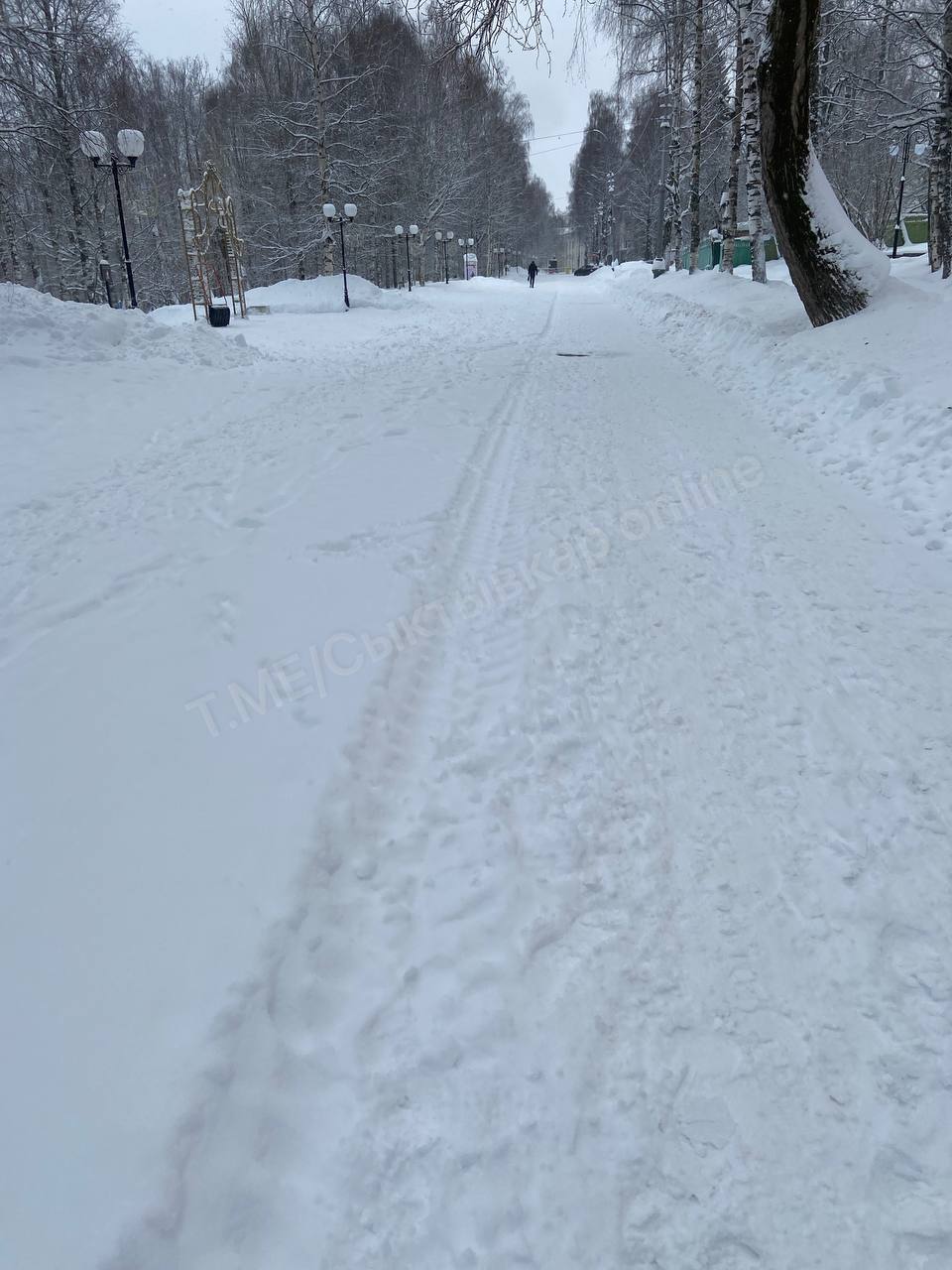 Дорожники почистили только половину дороги в Кировском парке. Похоже, на вторую половину не хватило ни сил, ни бюджетных средств.  Подпишись   Предложи новость