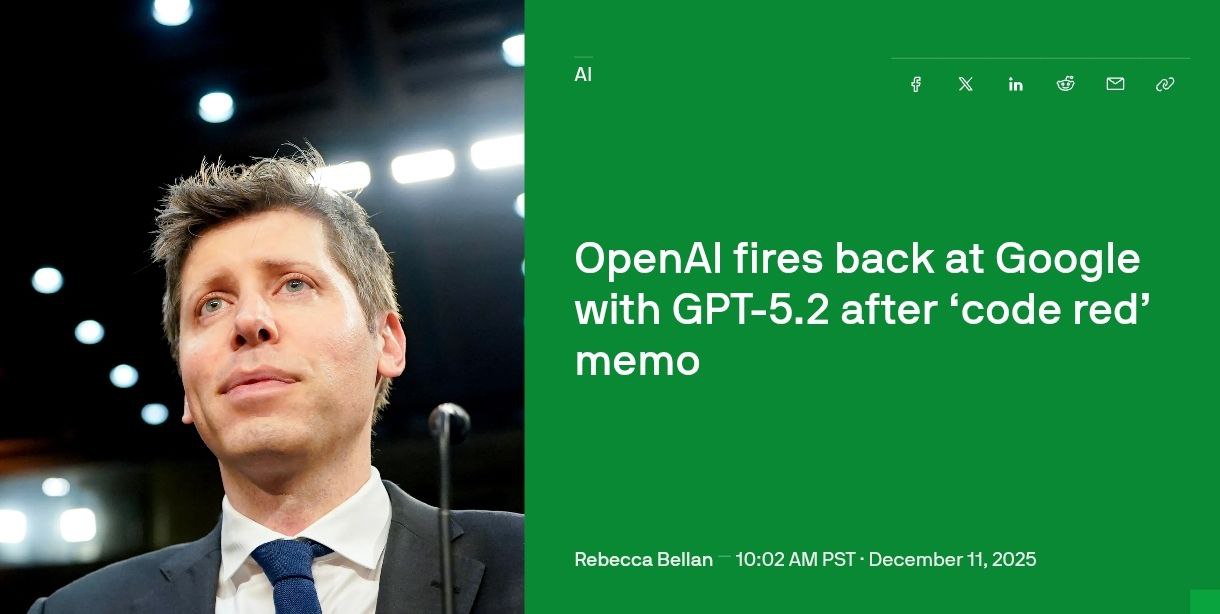 OpenAI выпустила GPT 5 2 В компании говорят что новая модель будет самым мощным инструментом для разработчиков и других профессионалов Из интересного теперь есть три режима привычные Instant и Thinking а ещё Pro она лучше справляется с кодом математикой и анализом данных Не так давно Альтман объявил код красный из за успеха Gemini 3 Pro Видимо выход GPT 5 2 это прямой результат такого решения