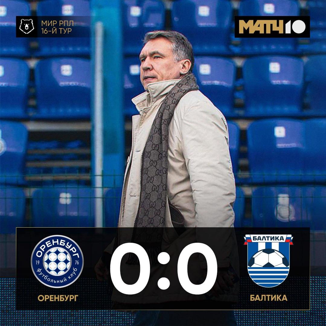 Балтика сыграла вничью с Оренбургом и продлила беспроигрышную серию в МИР РПЛ до шести матчей news matchtv