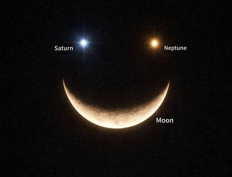 Смайлик появится в небе 23 января Луна Сатурн и Нептун соединятся в созвездии Рыб В столице явление можно будет наблюдать поздним вечером Чтобы полюбоваться небесным явлением понадобится телефон с приближением или бинокль