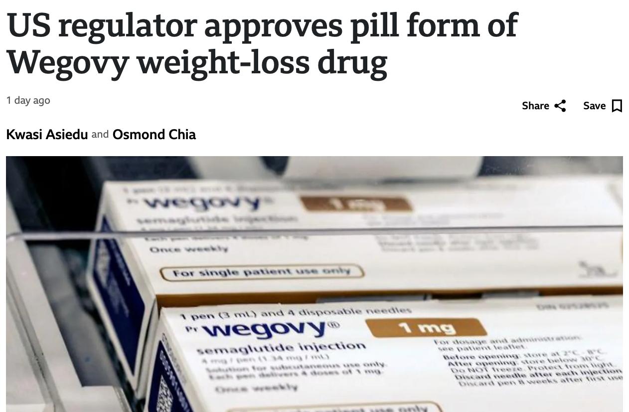 В США одобрили первую таблетку для похудения FDA официально внесли препарат Wegovy в список безопасных Таблетка способна снизить вес в среднем на 16 6 за 14 месяцев и без серьезных побочек Достаточно пить ее один раз в день Wegovy поступят в продажу уже в январе 2026 го