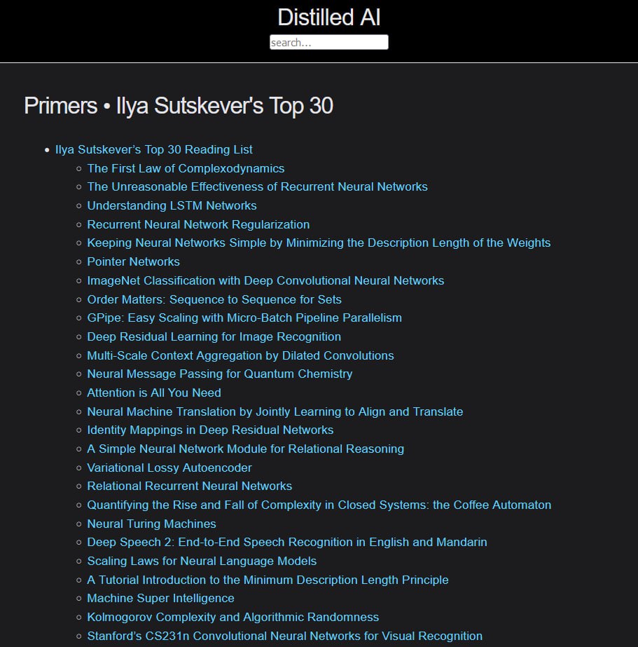 Сооснователь OpenAI Илья Суцкевер собрал Топ-30 статей и курсов, чтобы понять все нейросети.   Если вы действительно изучите их все, то будете знать 90% ВСЕГО, что важно в ИИ сегодня — сказал он.  Залетаем в IT здесь.  Technogram Inside