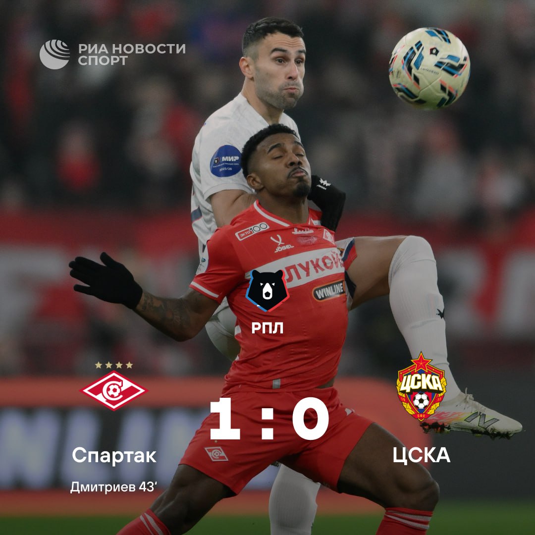 Спартак побеждает в дерби Единственный гол был забит после углового в первом тайме Подписывайтесь на РИА Новости Спорт в MAX