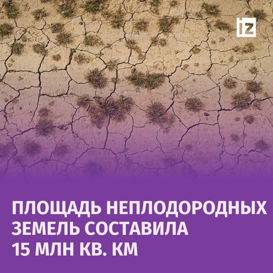 Площадь неплодородных земель превысила площадь Антарктиды и составляет 15 млн кв. км.   Деградация земель происходит в мире со скоростью 1 млн кв. км в год. Это серьезно подрывает усилия по стабилизации климата, защите природы и обеспечению устойчивых поставок продовольствия.   Ранее экосистемы суши поглощали почти треть антропогенного загрязнения углекислым газом. За последнее десятилетие способность деревьев и почвы поглощать избыток CO₂ сократилась на 20% из-за вырубки лесов и изменения климата, пишет Guardian со ссылкой на исследование Потсдамского института изучения климатических изменений.       Отправить новость