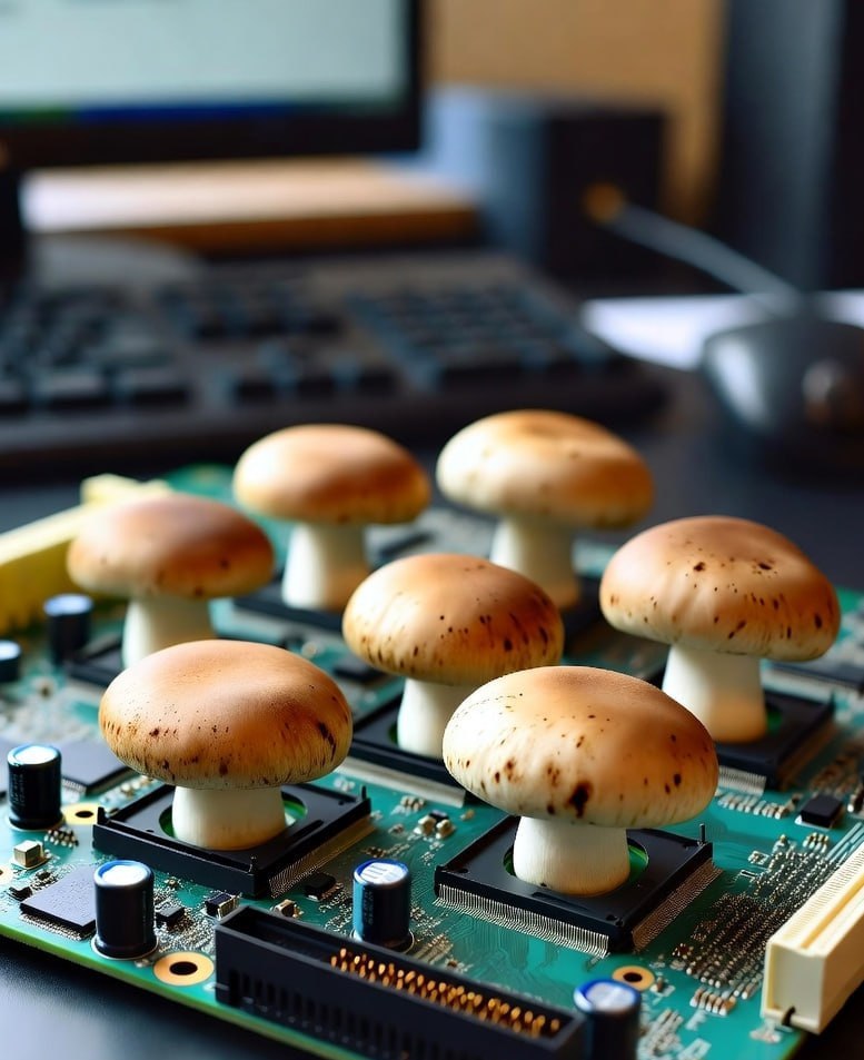Грибы смогут заменить чипы в компьютерах Американские учёные превратили обычные грибы в живые мемристоры биоэлектронные устройства которые хранят и обрабатывают данные подобно нейросетям Исследователи высушили шиитаке и шампиньоны и подключили их к компьютеру вместо микрочипов Эксперимент показал что грибы обладают свойствами схожими с нейронными связями мозга и при интеграции в оборудование работают как полупроводниковые чипы Живое электрооборудование открывает новые перспективы для создания энергоэффективных экологичных компьютеров способных учиться и адаптироваться как человеческий мозг Подписывайтесь на Послезавтра