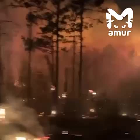 Лесной пожар угрожает Благовещенску и трассе в Амурской области