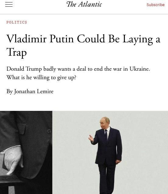 Президент США Дональд Трамп добивался личной встречи со своим российским коллегой Владимиром Путиным на протяжении нескольких месяцев.   Об этом пишет американский журнал The Atlantic.  «[Путин] предоставил Трампу то, чего президент США ждал месяцами: встречу один на один для обсуждения окончания конфликта.   Трамп ухватился за эту возможность», — говорится в материале.