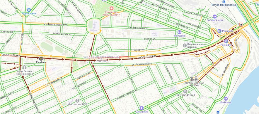 Движение по проспекту Стачки в Ростове парализовано из-за ДТП  Подробностей об аварии пока нет. Однако затор из-за неё растянулся почти на половину проспекта по направлению в центр. Пробка начинается от Международной. Стоят и все прилегающие к проспекту улицы.    Предложи нам новость