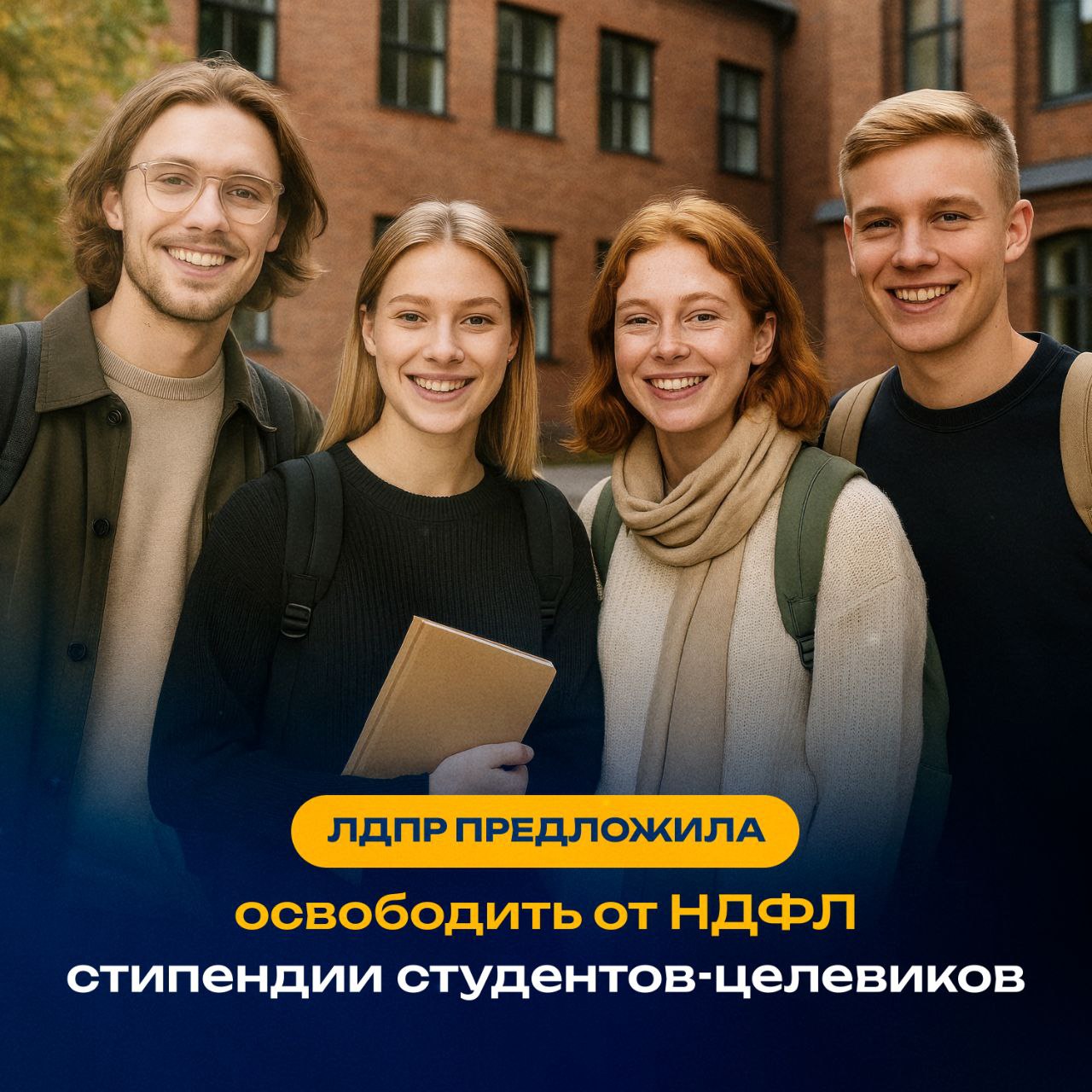 Матпомощь для студентов ЛДПР призвала освободить целевые стипендии от НДФЛ Многие предприятия реального сектора экономики материально поддерживают студентов целевиков молодые специалисты могут сосредоточиться на учёбе и не думать о подработках Однако среди всех мер стипендиальной поддержки только целевые стипендии облагаются налогом Леонид Слуцкий подчеркнул что налогооблажение целевых стипендий несправедливо и контрпродуктивно Поэтому ЛДПР предлагает уравнять в статусе целевые стипендии со всеми существующими и освободить их от НДФЛ Целевое обучение студентов один из ключевых инструментов Новой индустриализации России которую предлагает ЛДПР Если государство взяло курс на инновационное обновление страны надо помогать во всём тем кто готовится этот процесс осуществлять заявил Председатель ЛДПР