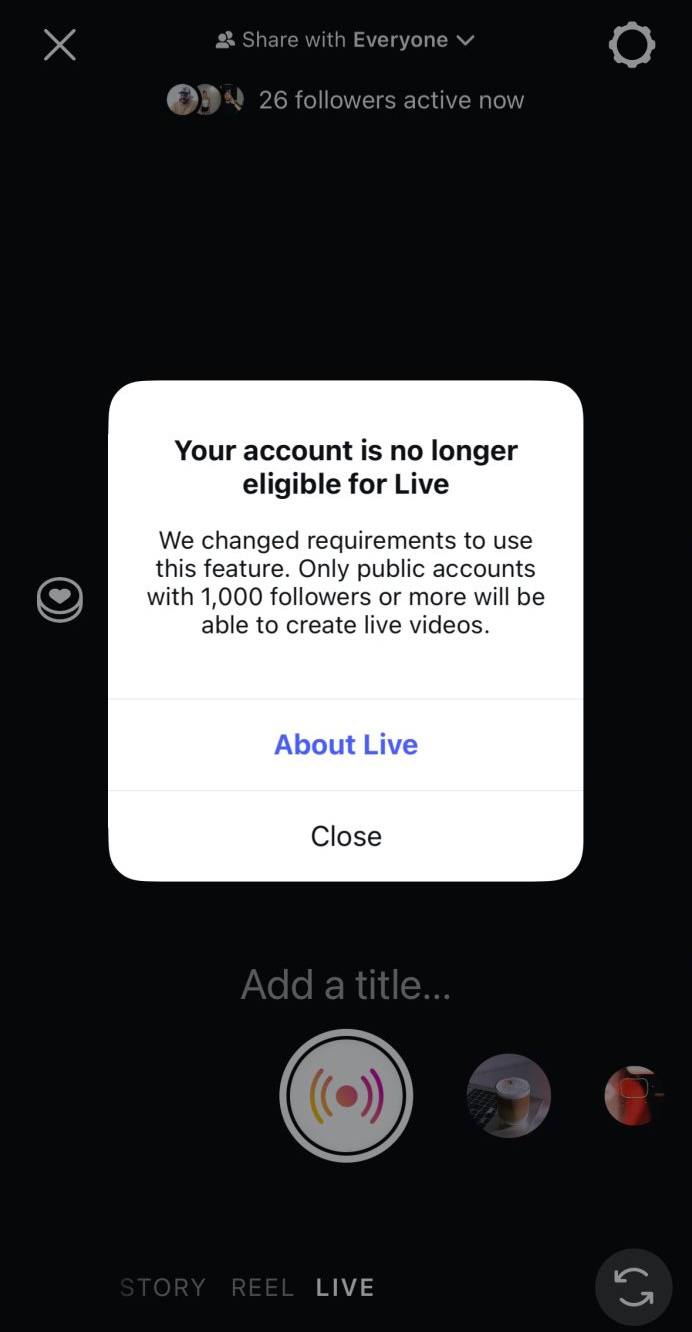 В Instagram обновили правила для прямых эфиров: теперь Live доступен только публичным аккаунтам с минимум 1000 подписчиков. Остальным покажут сообщение: «Ваш аккаунт больше не соответствует требованиям для использования Live».  Meta не предупреждала о нововведении, но в комментарии для TechCrunch компания подтвердила изменения, сославшись на «улучшение пользовательского опыта». Неофициально считают, что прямые эфиры затратны, а мелкие трансляции просто не окупаются.