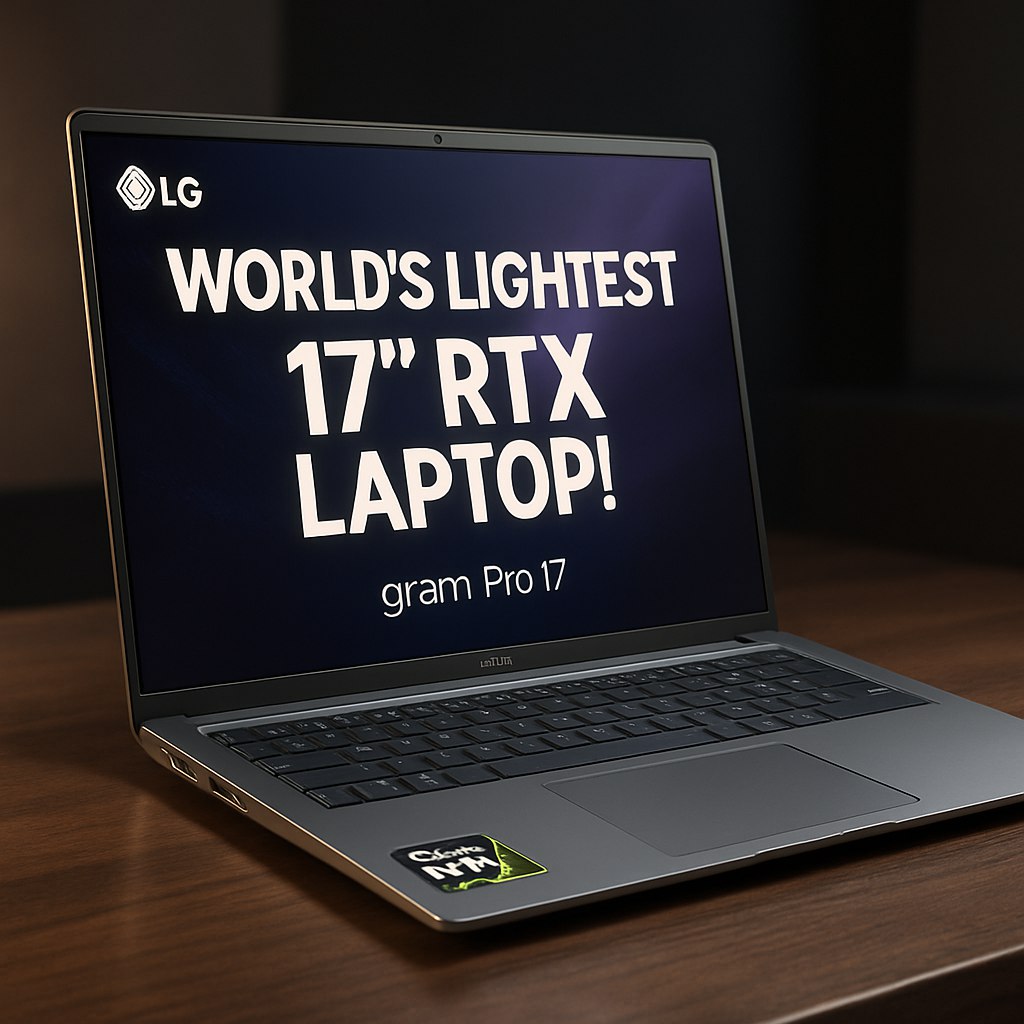 LG анонсировала самый легкий 17 дюймовый RTX ноутбук в мире Компания готовит к выпуску серию Gram Pro 2026 которую полностью представят на CES В ней появится новый ультралегкий ноутбук LG Gram Pro 17 17Z90UR выполненный из инновационного материала Aerominum который снижает вес при повышенной прочности и устойчивости к царапинам Ноутбук будет оснащен дисплеем с разрешением 2560 x 1600 и графикой Nvidia RTX 5050 с 8 ГБ видеопамяти что должно обеспечить достойную производительность для графически насыщенных задач и игр PRO AI OFFICIAL