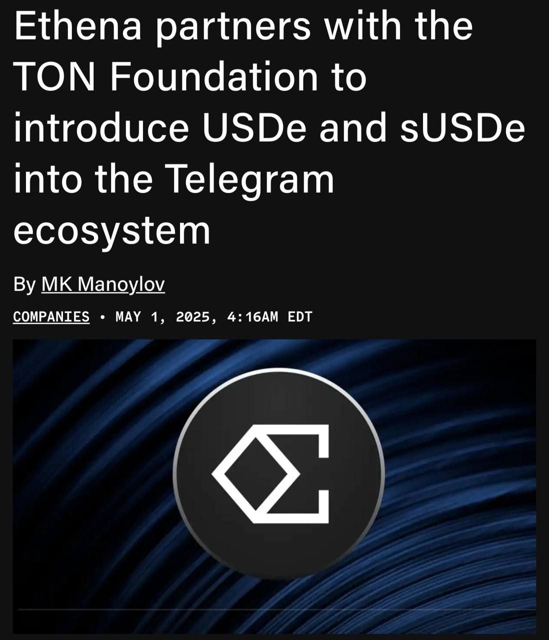 Ethena объединяет усилия с TON для интеграции USDe и sUSDe в экосистему Telegram.