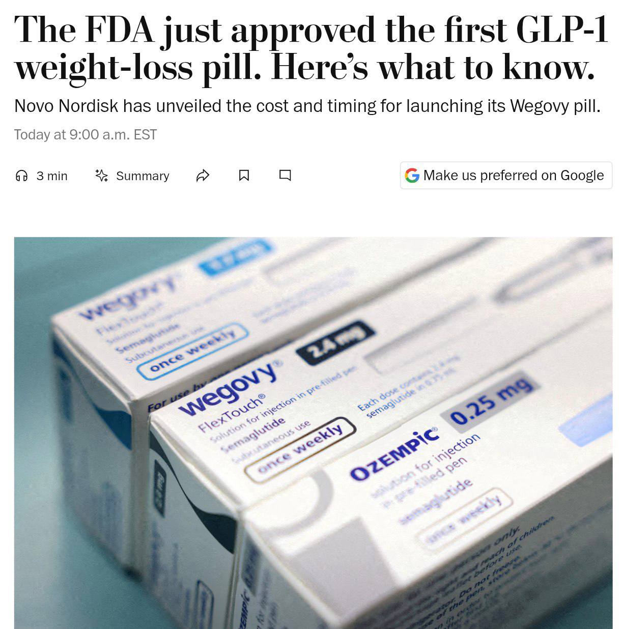 В январе выйдут первые таблетки для похудения Wegovy одобренные FDA Они помогают снизить вес и уменьшают риск сердечно сосудистых заболеваний обеспечивая удобство по сравнению с Оземпиком С их помощью можно безопасно сбросить 14 веса