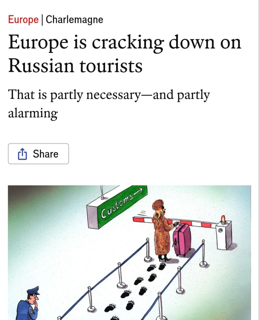 Евросоюз снимет ограничения для российских путешественников после завершения конфликта в Украине пишет издание The Economist Caucasian bureau