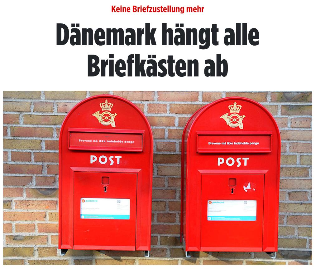 На наших глазах творится история интернет и маркетплейсы убили государственную почту Дании До конца года PostNord полностью перейдёт на доставку посылок В этом году в конце декабря через датскую почту будет доставлено последнее бумажное письмо после чего они канут в Лету Почтовые ящики будут демонтированы а приём писем прекращён Из за развития социальных сетей за последние 25 лет объём почтовых отправлений в Дании упал больше чем на 90 а вторым фактором стало развитие e com Представьте что следующие поколения не будут знать что такое бумажное письмо как многие из нас не представляют печатать что то на машинке или стирать вручную lobushkin