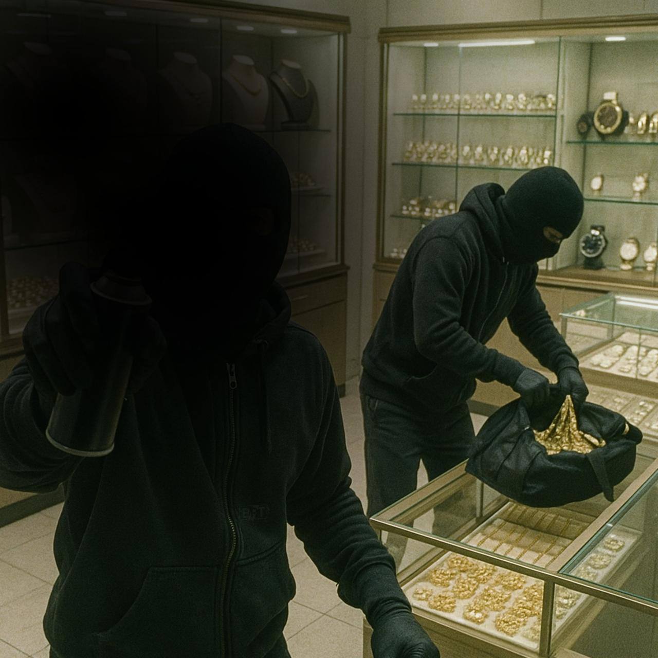 Вчера ночью в Анталии двое воров совершили следующее Взломали замок ювелирного магазина и проникли внутрь Один из воров начал распылять краску на камеру видеонаблюдения Другой сумел просверлить замок стального сейфа и открыть его Двое воров положили в сумку 5 кг золота на сумму 26 000 000 турецких лир и сняли устройство записи с камеры после чего скрылись Начаты масштабные поиски для поимки двух воров