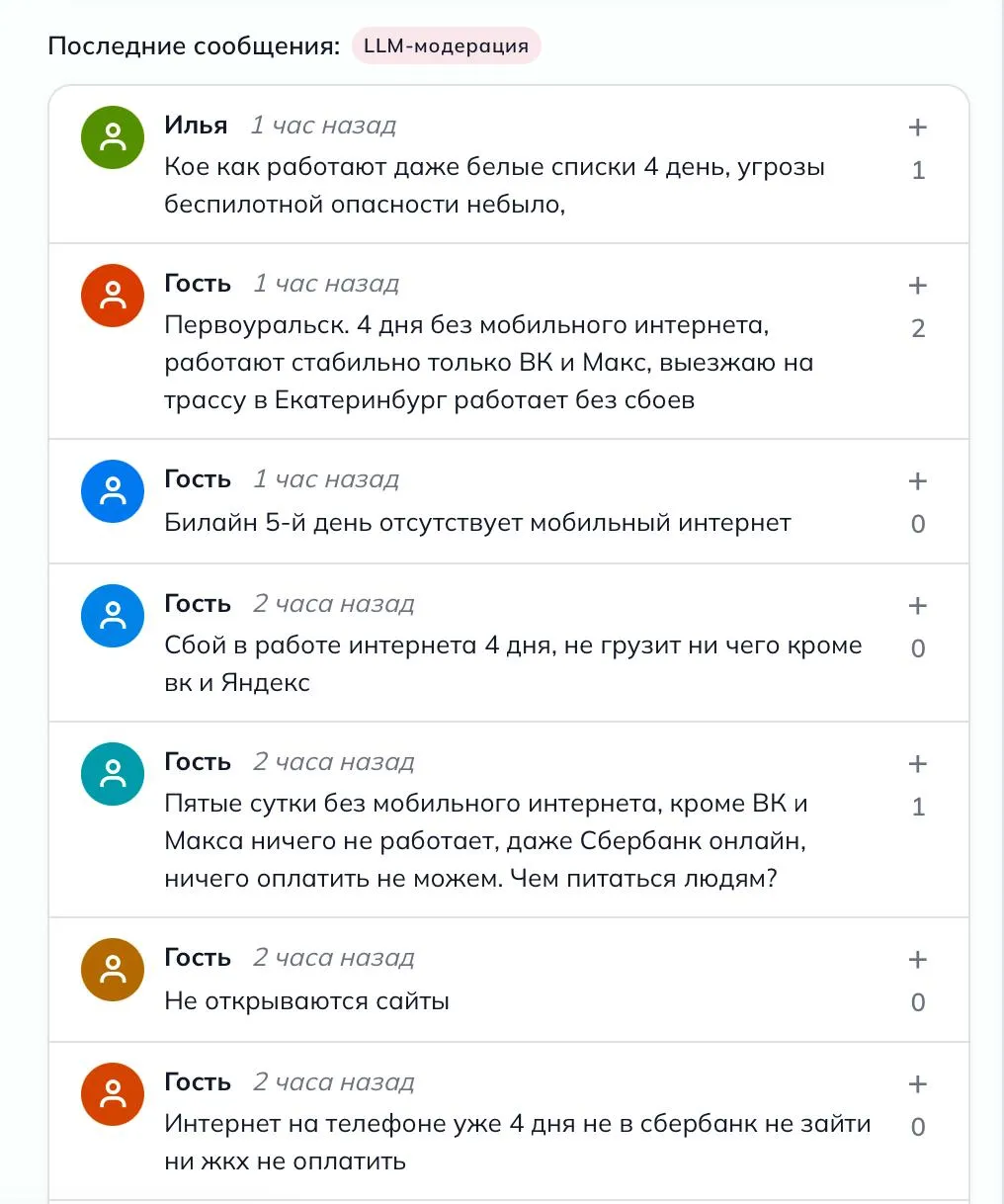 По всей Свердловской области мобильный интернет работает с перебоями пятые сутки Это следует из комментариев на сайте сбоев Downdetecter Жалобы поступают из разных городов региона На проблему работы мобильного интернета также обратили внимание в It s My City Последний раз опасность БПЛА в Свердловской области объявляли 17 мая но режим сняли через несколько часов У вас работает мобильный интернет все отлично только белые списки