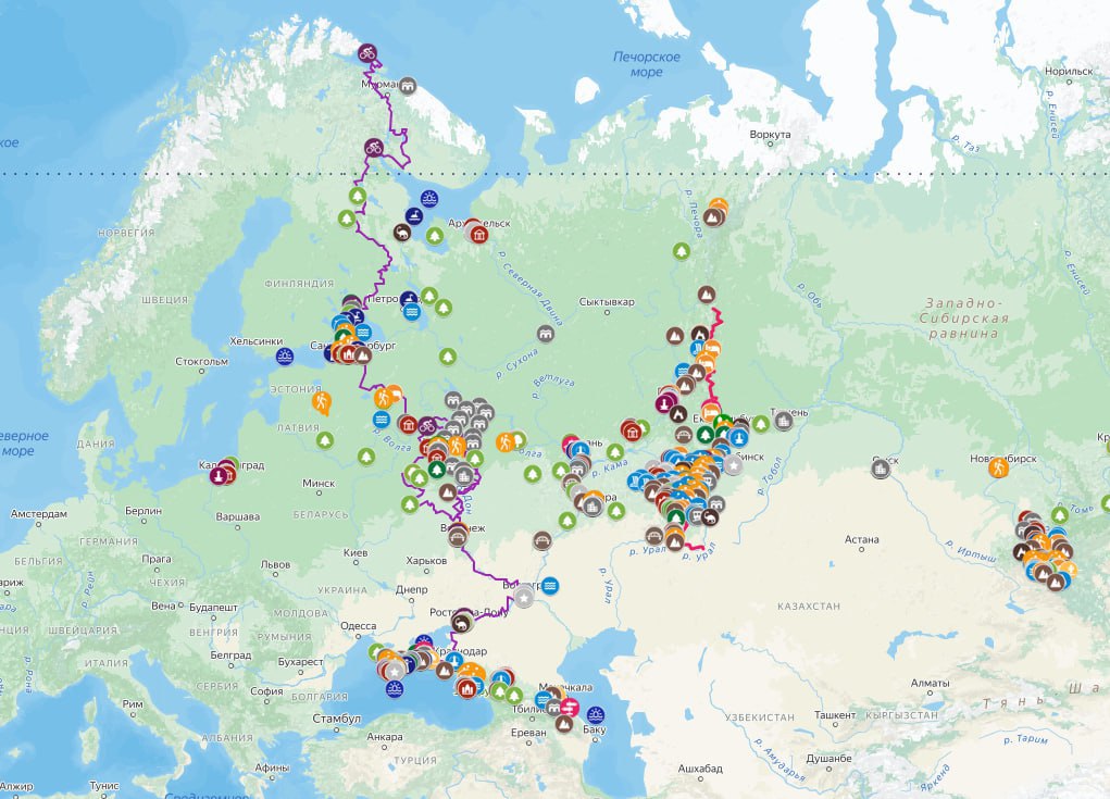 Топовую интерактивную онлайн-карту для автопутешествий по России нашли в сети. Сделал карту турист, который сам прошёл сотни километров по стране. На ней собраны готовые маршруты — для авто, велика и пеших походов. Проложены так, чтобы не проехать мимо главных культурных и природных достопримечательностей Прямой эфир
