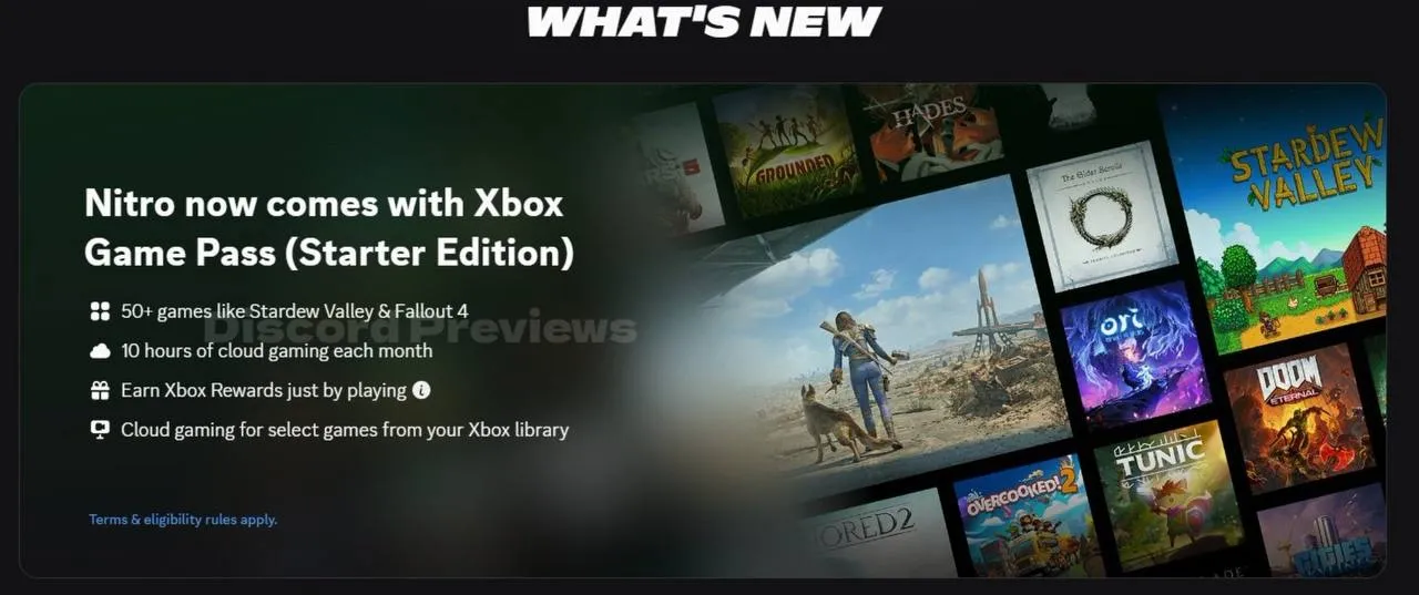 УТЕЧКА Новая версия Xbox Game Pass от Microsoft под названием Starter Edition попала в сеть Сообщается что Starter Edition будет включать в себя доступ к подписке Discord Nitro а также более чем 50 игр из библиотеки Xbox Game Pass Помимо этого в уровень войдет 10 часов в месяц потоковой передачи Xbox Cloud Gaming и возможность зарабатывать очки Xbox Rewards во время игры Игры и подписки X GAMES PlayShop Xbox PlayStation Игры GPX Подписывайся