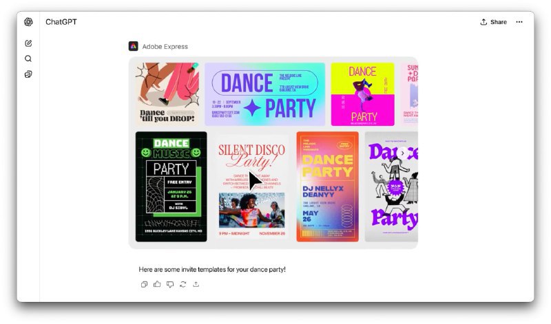 Adobe теперь в ChatGPT доступно всем бесплатно В ChatGPT добавили инструменты Adobe можно редактировать фотографии PDF и дизайнерские файлы прямо в чате Просто укажите нужную задачу например Сделай ярче через Photoshop При необходимости менять настройки легко в специальном меню Пробуйте здесь если пока нет скоро появится t me neurosphera