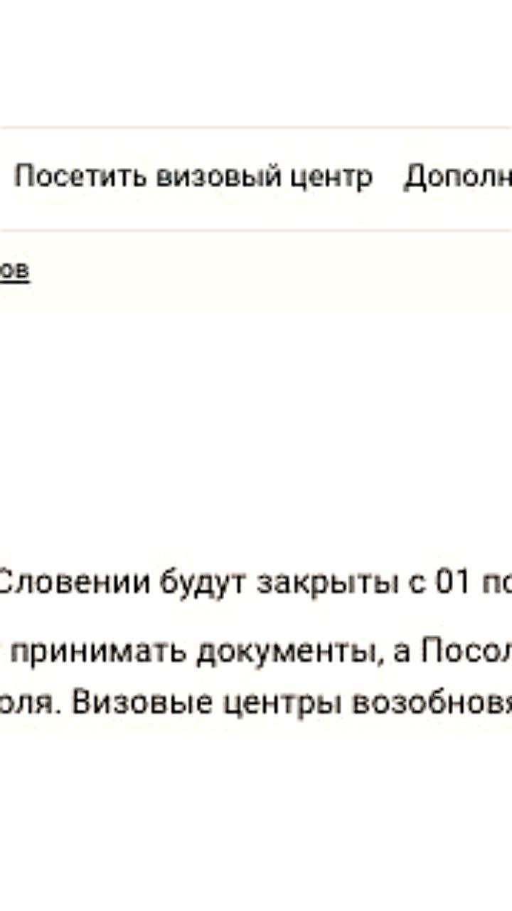 Приостановка консульской деятельности и работы визовых центров Словении в России