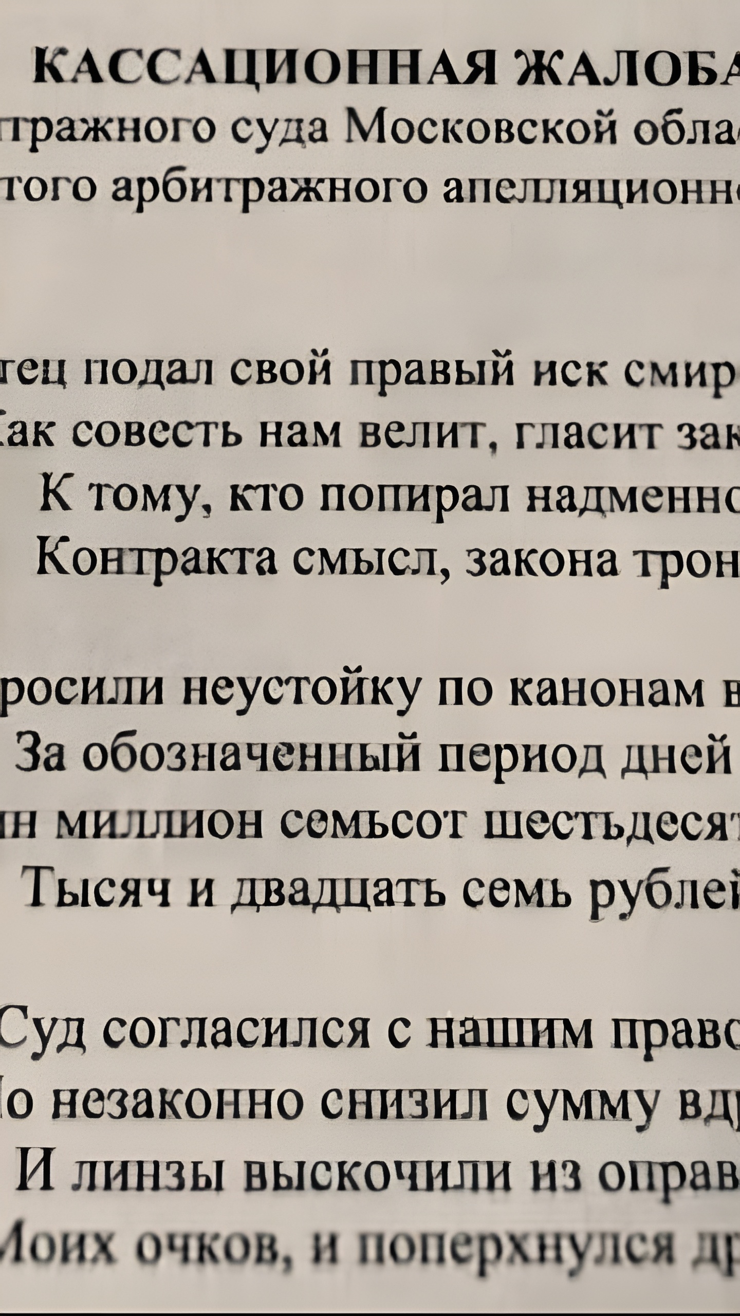 Юристы подали кассационную жалобу в виде песни