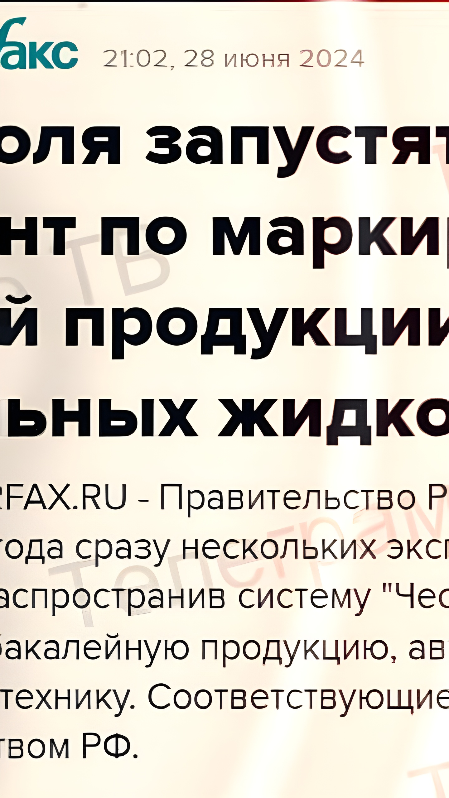 РФ запустит эксперимент по маркировке товаров с 1 июля